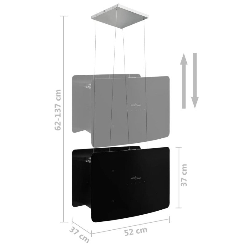 vidaXL Závesný ostrovný digestor s dotykovým senzorom LCD tvrdené sklo