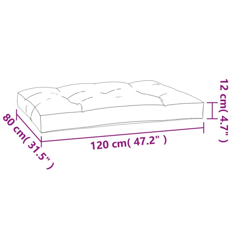 vidaXL Podložka na paletový nábytok 120x80x12cm, vínovo červená, látka