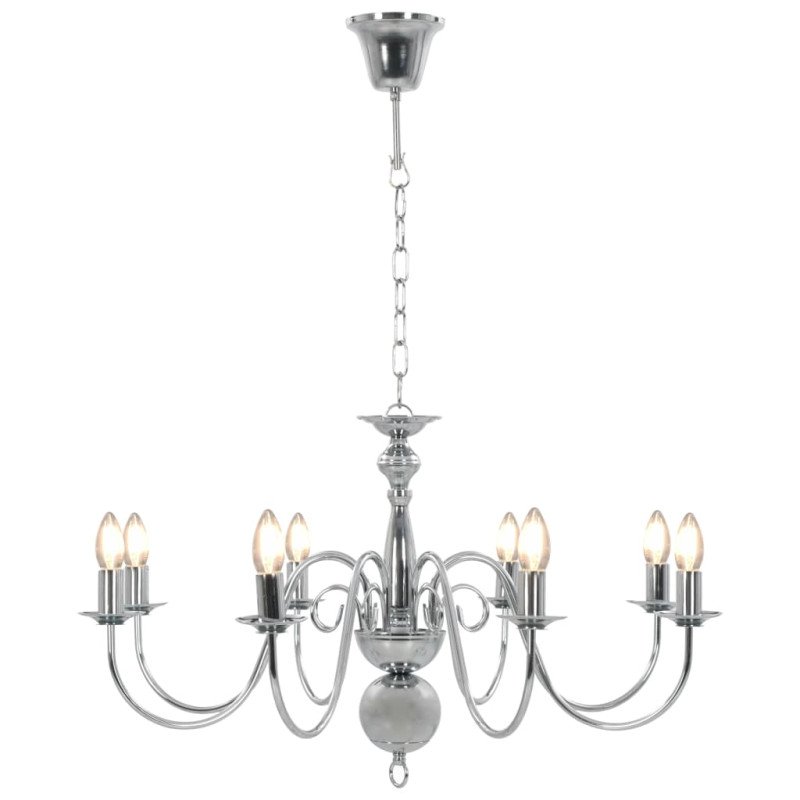 vidaXL Luster, strieborný 8 x žiarovky E14