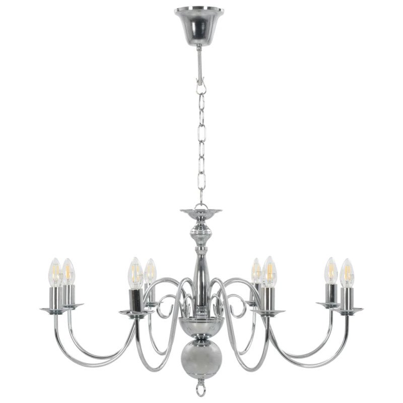 vidaXL Luster, strieborný 8 x žiarovky E14