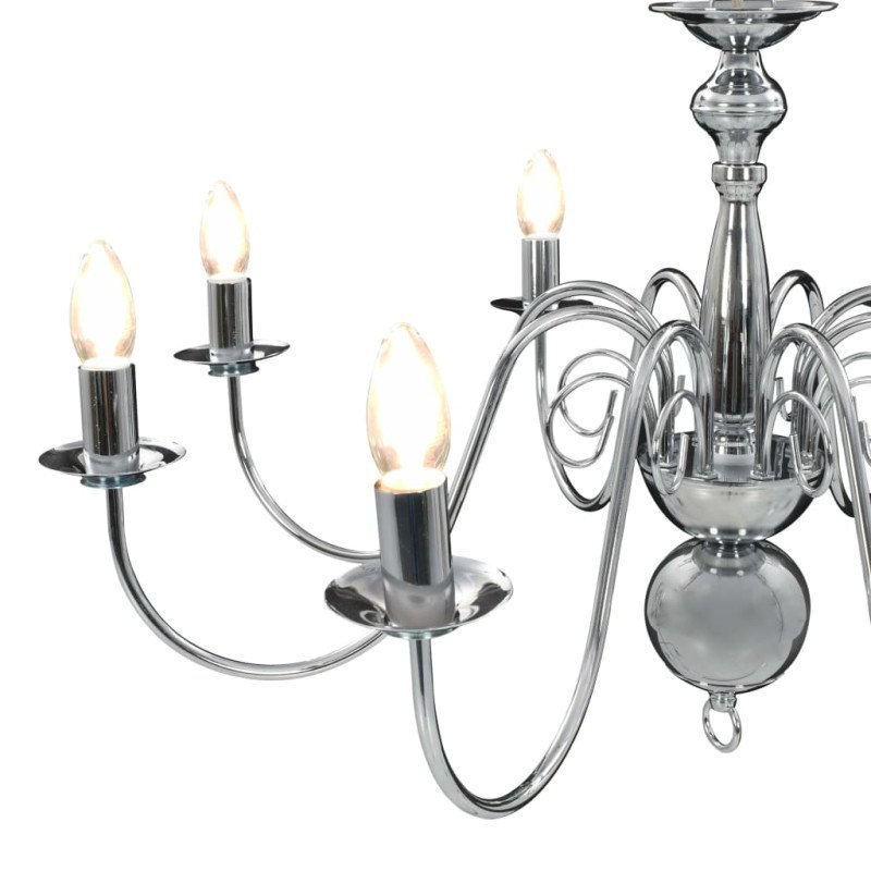 vidaXL Luster, strieborný 8 x žiarovky E14