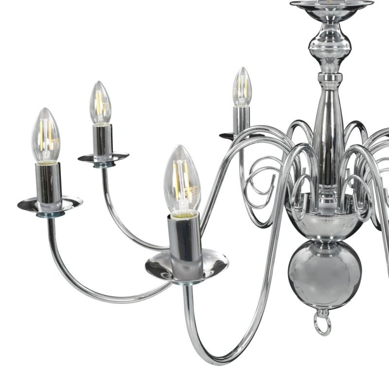 vidaXL Luster, strieborný 8 x žiarovky E14