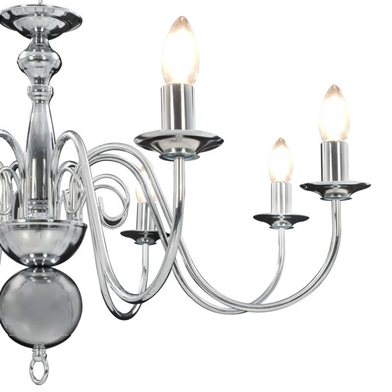 vidaXL Luster, strieborný 8 x žiarovky E14