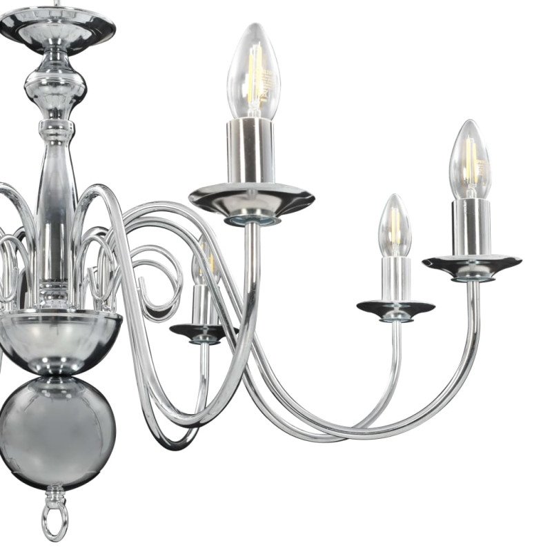 vidaXL Luster, strieborný 8 x žiarovky E14