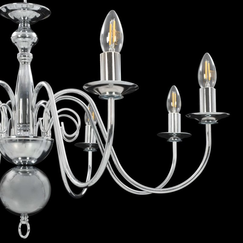 vidaXL Luster, strieborný 8 x žiarovky E14