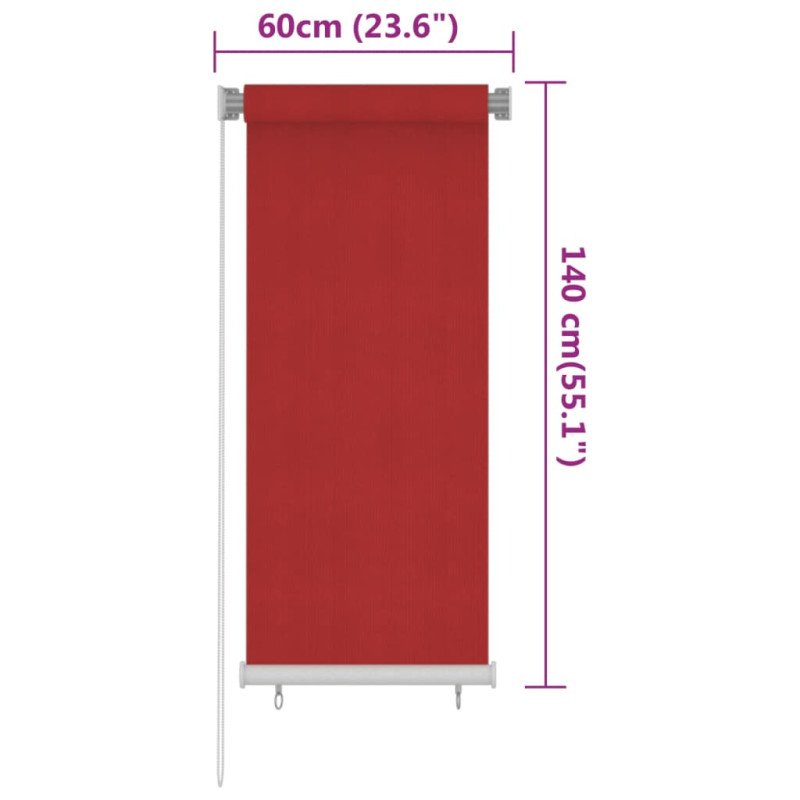 vidaXL Vonkajšia zatemňovacia roleta 60x140 cm červená HDPE