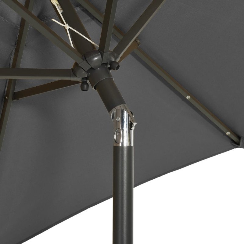 vidaXL Slnečník s LED svetlami antracitový 200x211 cm hliníkový