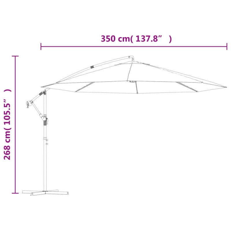 vidaXL Závesný slnečník s hliníkovou tyčou 350 cm hnedo-sivý
