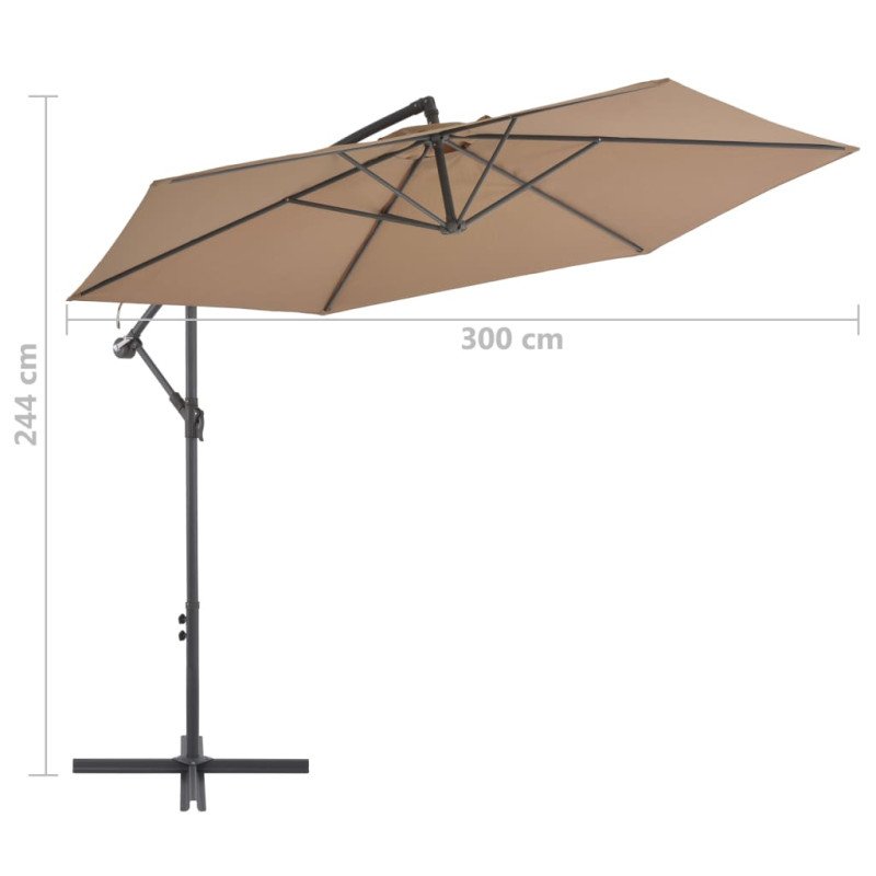 vidaXL Závesný slnečník s hliníkovou tyčou 300 cm hnedo-sivý