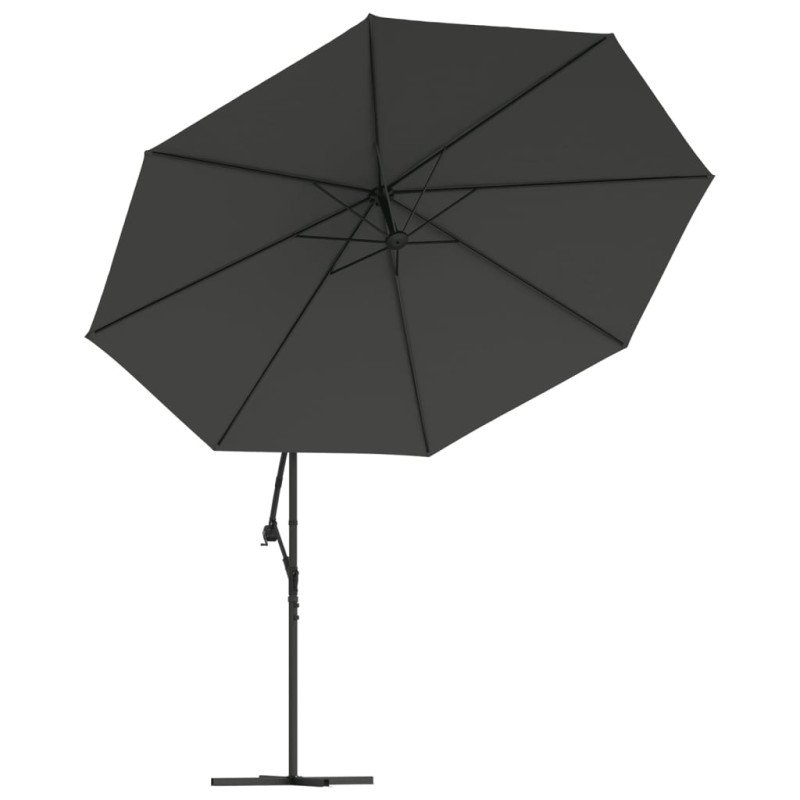vidaXL Visiaci slnečník LED osvetlenie a kovová tyč antracitový 350 cm