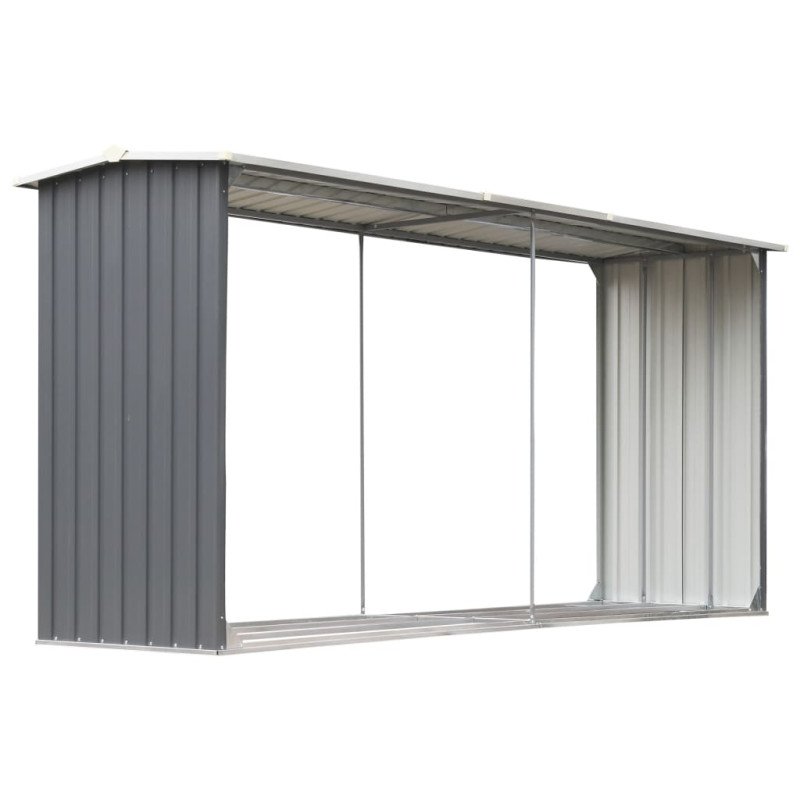 vidaXL Záhradná kôlňa na drevo galvanizovaná oceľ 330x92x153 cm sivá