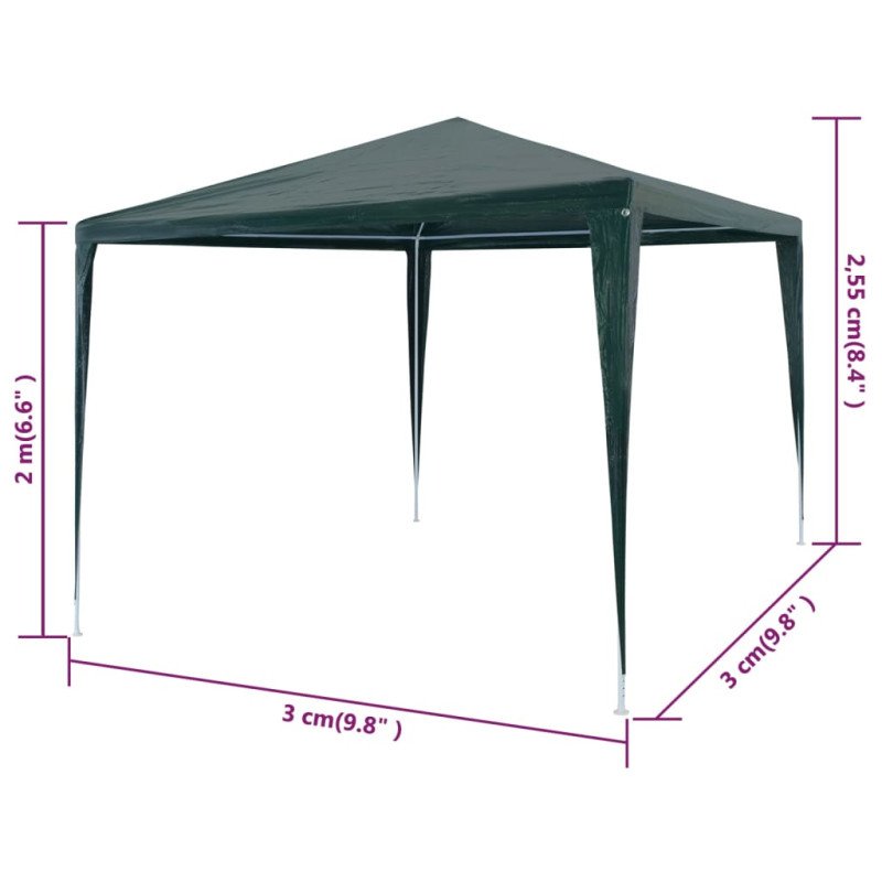 vidaXL Párty stan 3x3 m, PE, zelený