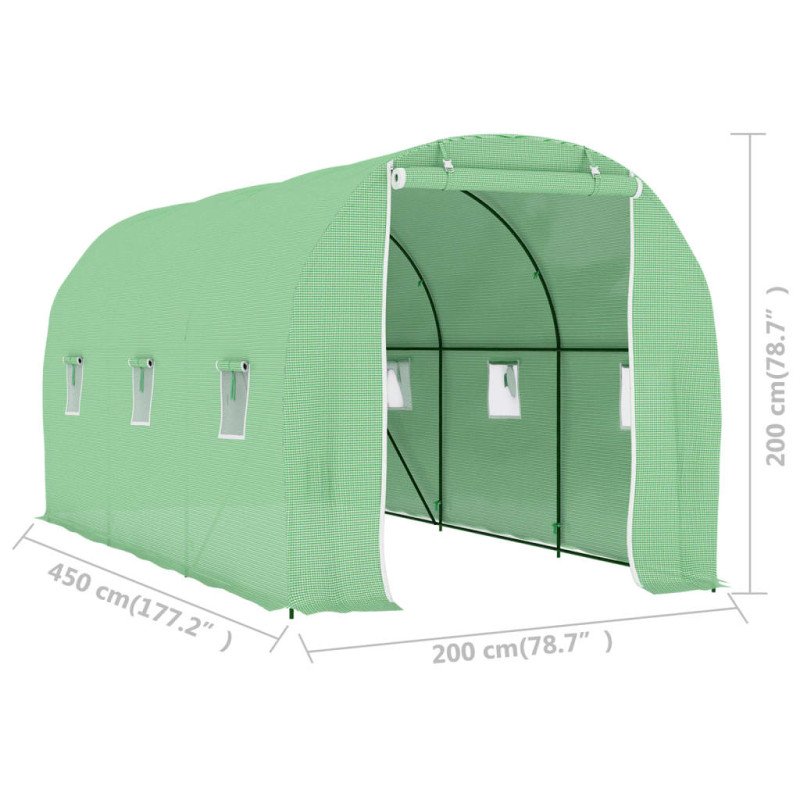 vidaXL Skleník 9 m² 4,5x2x2 cm