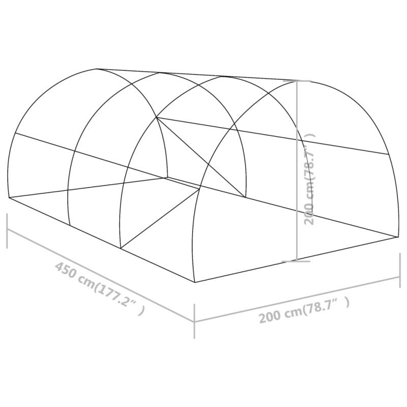 vidaXL Skleník 9 m² 4,5x2x2 cm