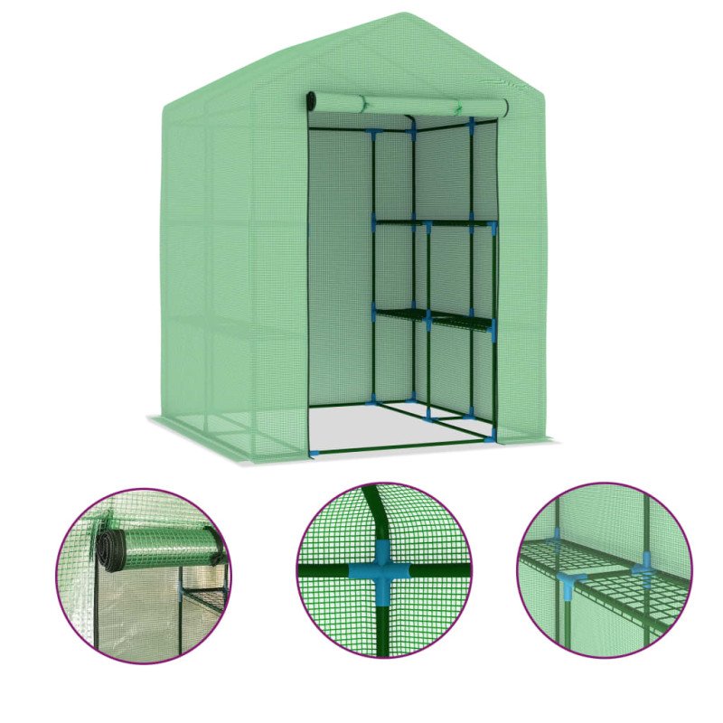 vidaXL Skleník s policami, oceľ 143x143x195 cm