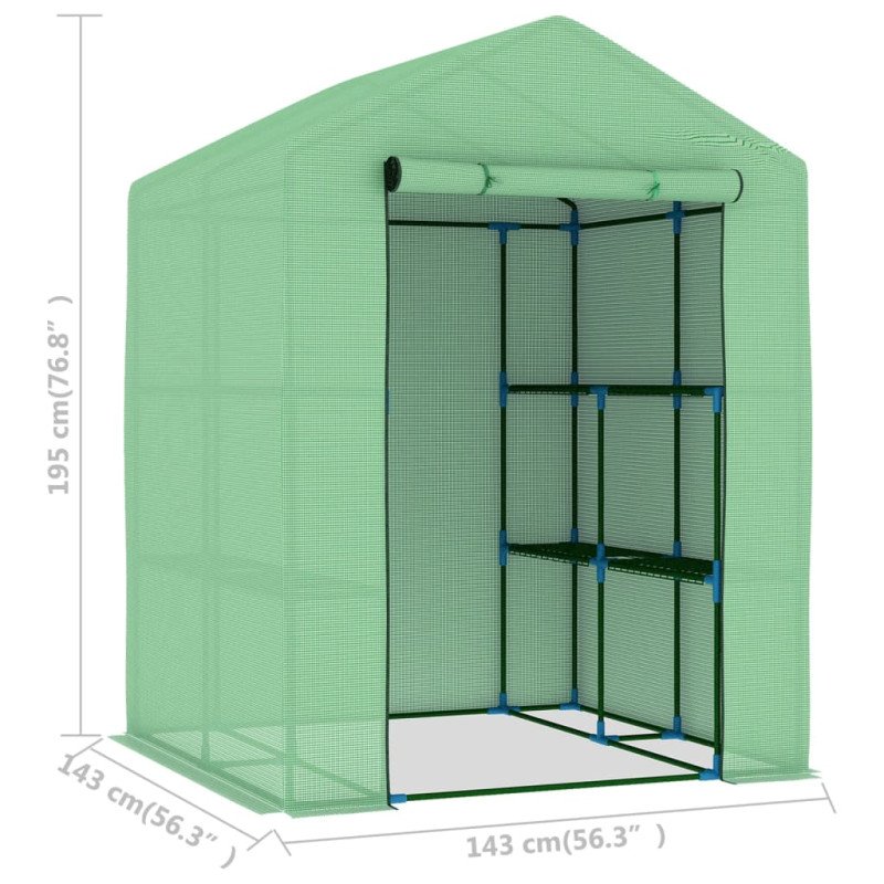 vidaXL Skleník s policami, oceľ 143x143x195 cm