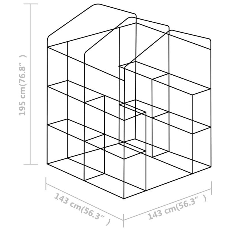 vidaXL Skleník s policami, oceľ 143x143x195 cm