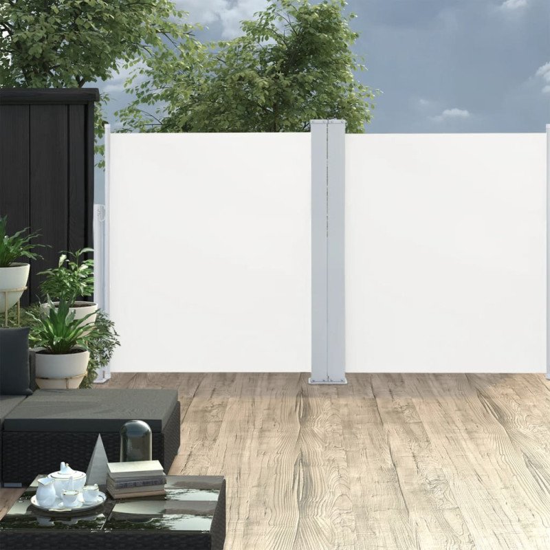 vidaXL Zaťahovacia bočná markíza, krémová 140x600 cm