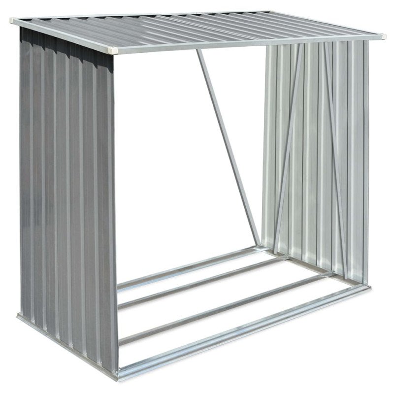 vidaXL Záhradná kôlňa na drevo z galvanizovanej ocele 163x83x154 cm sivá  