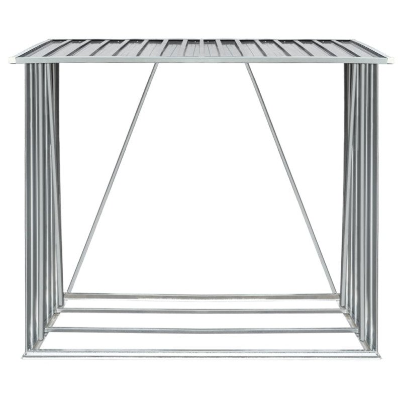 vidaXL Záhradná kôlňa na drevo z galvanizovanej ocele 163x83x154 cm sivá  