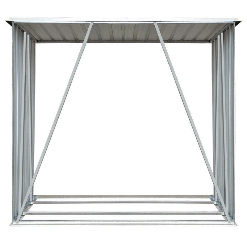 vidaXL Záhradná kôlňa na drevo z galvanizovanej ocele 163x83x154 cm sivá  