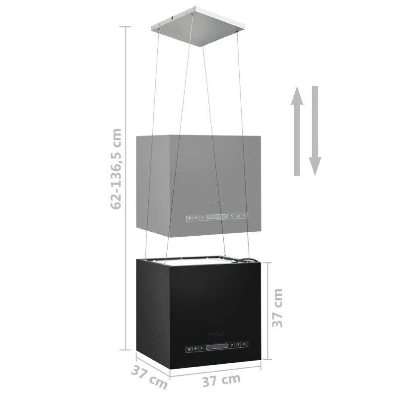 vidaXL Závesný ostrovný digestor s dotykovým senzorom LCD 37 cm práškovaná oceľ   