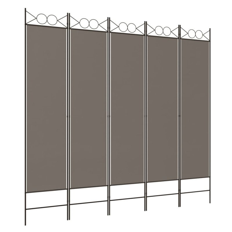 vidaXL 5-panelový paraván antracitový 200x220 cm látkový 