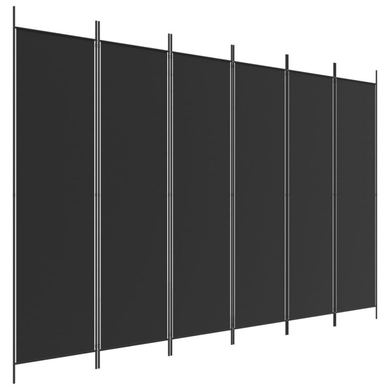 vidaXL 6-panelový paraván čierny 300x200 cm látkový