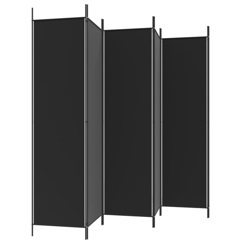 vidaXL 6-panelový paraván čierny 300x200 cm látkový