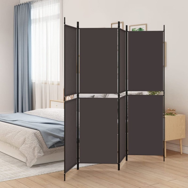 vidaXL 4-panelový paraván hnedý 200x180 cm látka