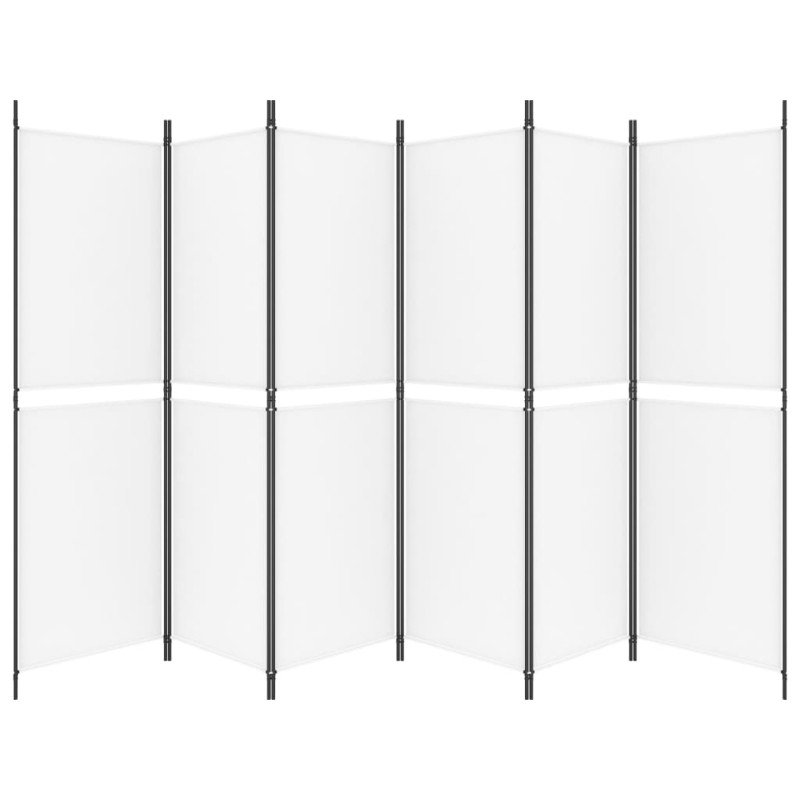 vidaXL 6-panelový paraván biela 300x180 cm látka