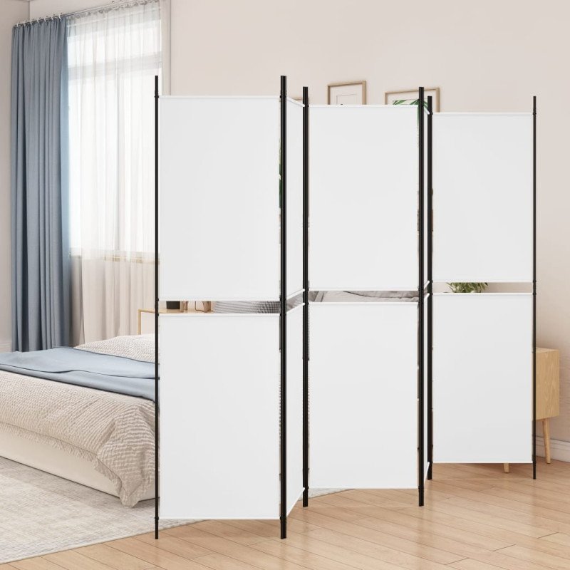 vidaXL 5-panelový paraván biely 250x200 cm látkový