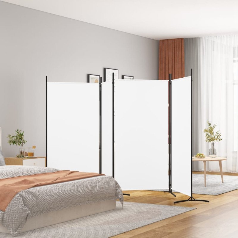 vidaXL 4-panelový paraván biely 346x180 cm látkový
