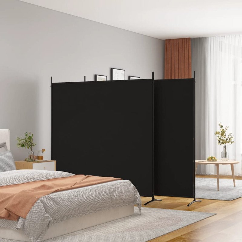 vidaXL 3-panelový paraván čierny 525x180 cm látkový