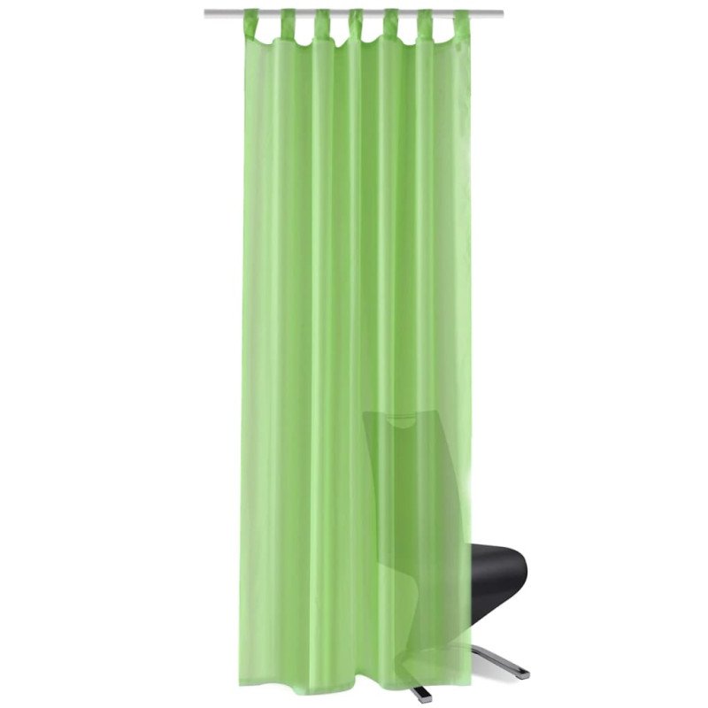 Jablokovo zelená priehľadná záclona 140 x 225 cm 2 ks 