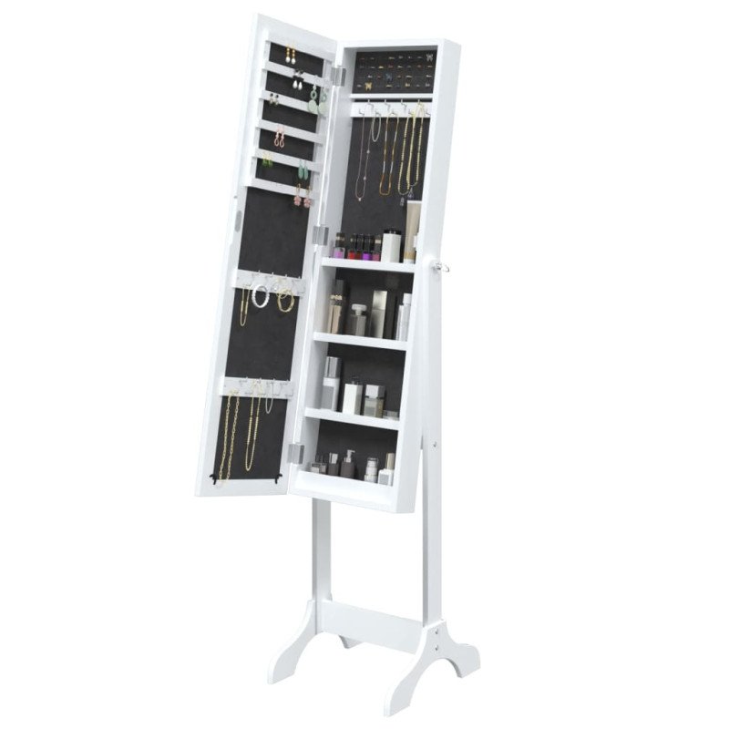 vidaXL Voľne stojace zrkadlo, biele 34x37x146 cm