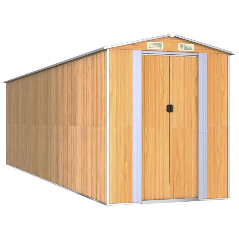 vidaXL Záhradná kôlňa bledohnedá 192x689x223 cm pozinkovaná oceľ