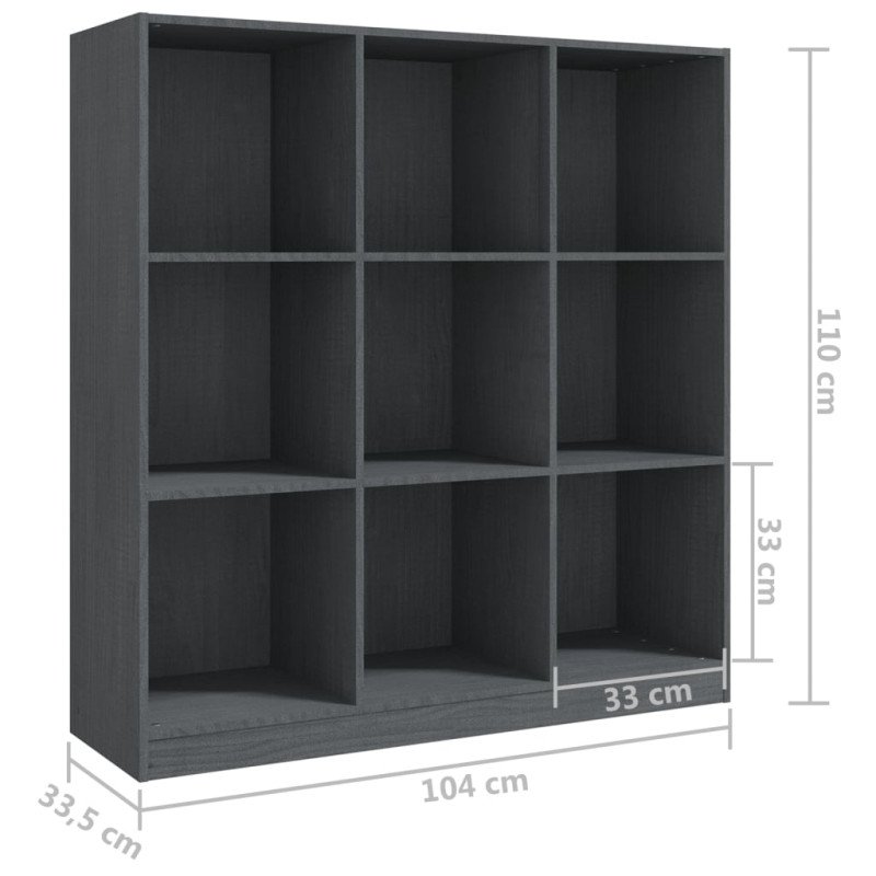 vidaXL Knižnica/deliaca stena sivá 104x33,5x110 cm masívna borovica 