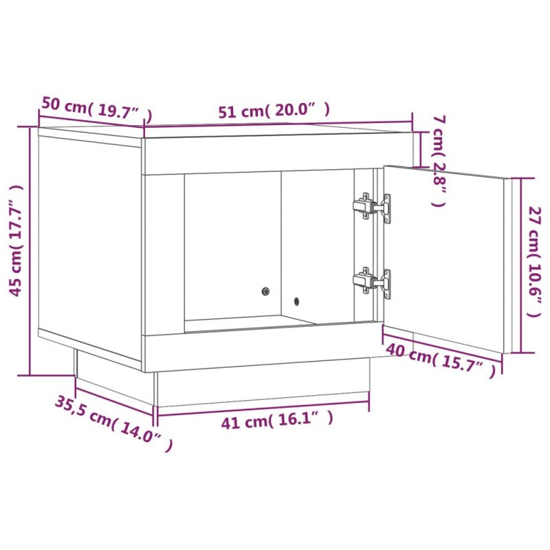 vidaXL Konferenčný stolík dymový dub 51x50x45 cm spracované drevo