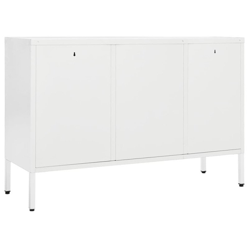 vidaXL Komoda biela 105x35x70 cm oceľ a tvrdené sklo