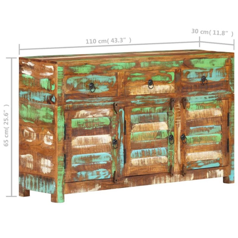 vidaXL Komoda 110x30x65 cm recyklovaný drevený masív