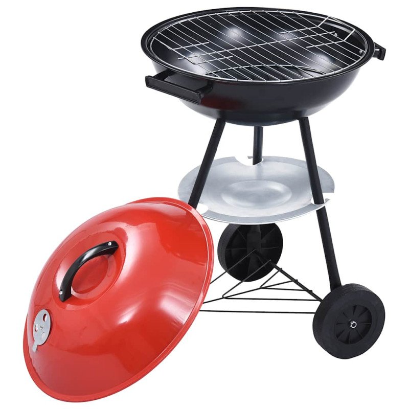 vidaXL Prenosný gril na drevené uhlie s kolieskami 44 cm