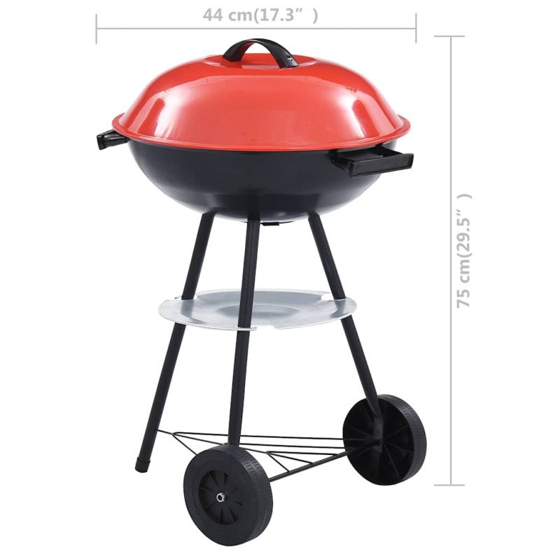 vidaXL Prenosný gril na drevené uhlie s kolieskami 44 cm