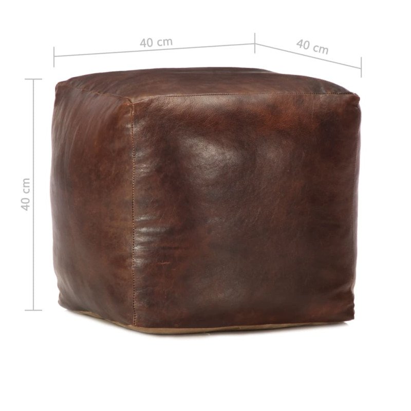 vidaXL Taburetka z pravej kozej kože tmavohnedá 40x40x40 cm vidaXL Taburetka z pravej kozej kože tmavohnedá 40x40x40 cm