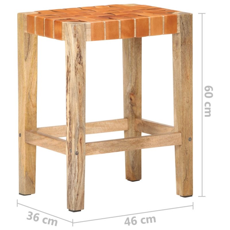 vidaXL Barové stoličky 2 ks hnedé pravá koža 60 cm