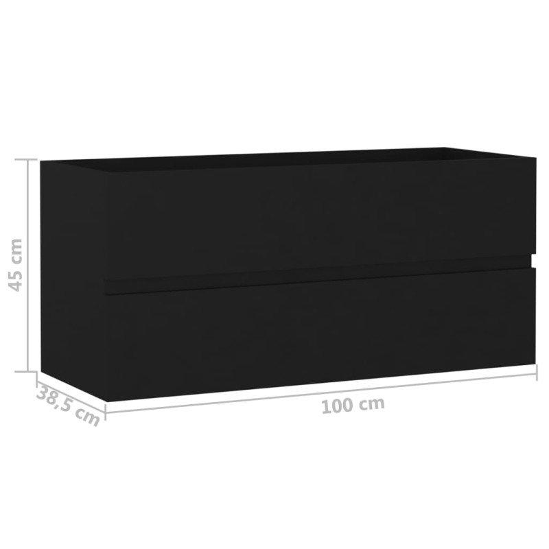 vidaXL Skrinka pod umývadlo, čierna 100x38,5x45 cm, kompozitné drevo