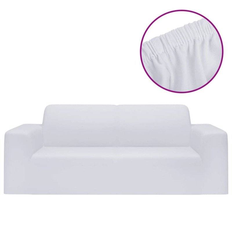 vidaXL Naťahovací poťah na 2-miestnu pohovku biely polyester Jersey