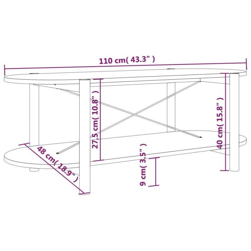 vidaXL Konferenčný stolík 110x48x40 cm spracované drevo