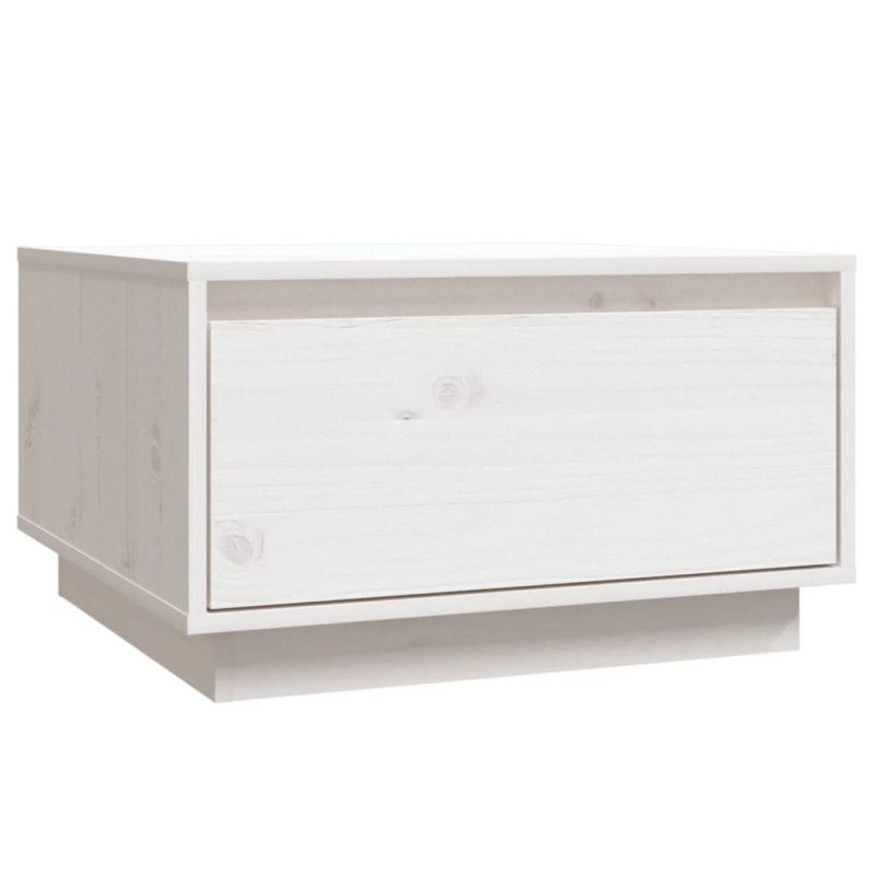 vidaXL Konferenčný stolík biely 55x56x32 cm borovicový masív