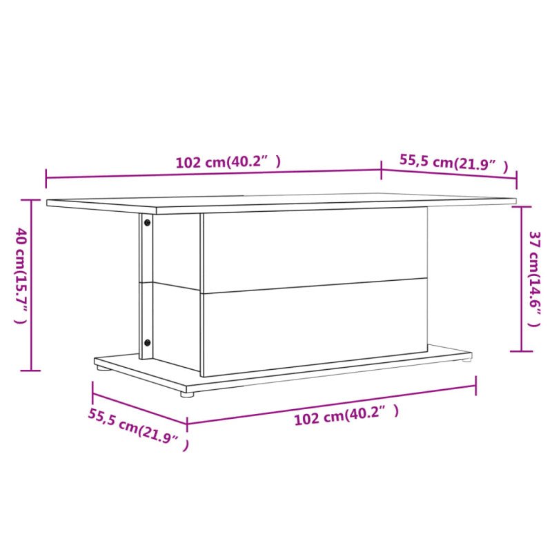 vidaXL Konferenčný stolík údený dub 102x55,5x40 cm drevotrieska